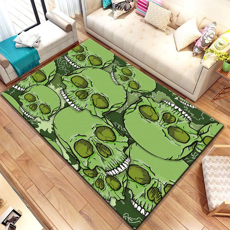 Vintage prydnadsskallar Rosmönster matta för mattor i vardagsrummet Camping Stranger Things Picknickmatta Anti-halk E-sportmatta