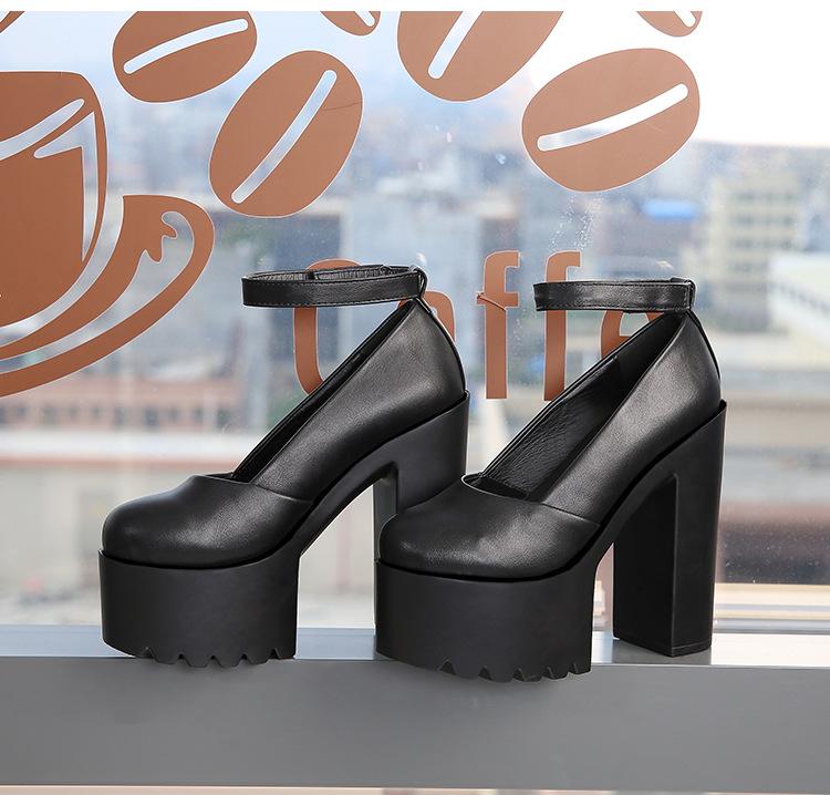 Women Slingback Pumps 15CM High Heel Waterproof Platform Peep Toe Shoes Chunky Block Heel Sandals