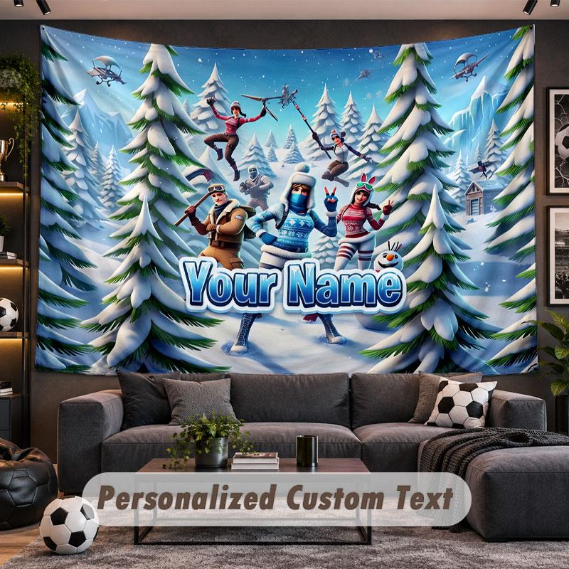 Wall Hanging Tapestry Custom NameFortnite Pattern Personalized Printed Fabric Wall Decor