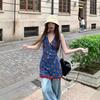 Spring 2025 French Retro Floral A-Line Spaghetti Strap V-Neck Dress