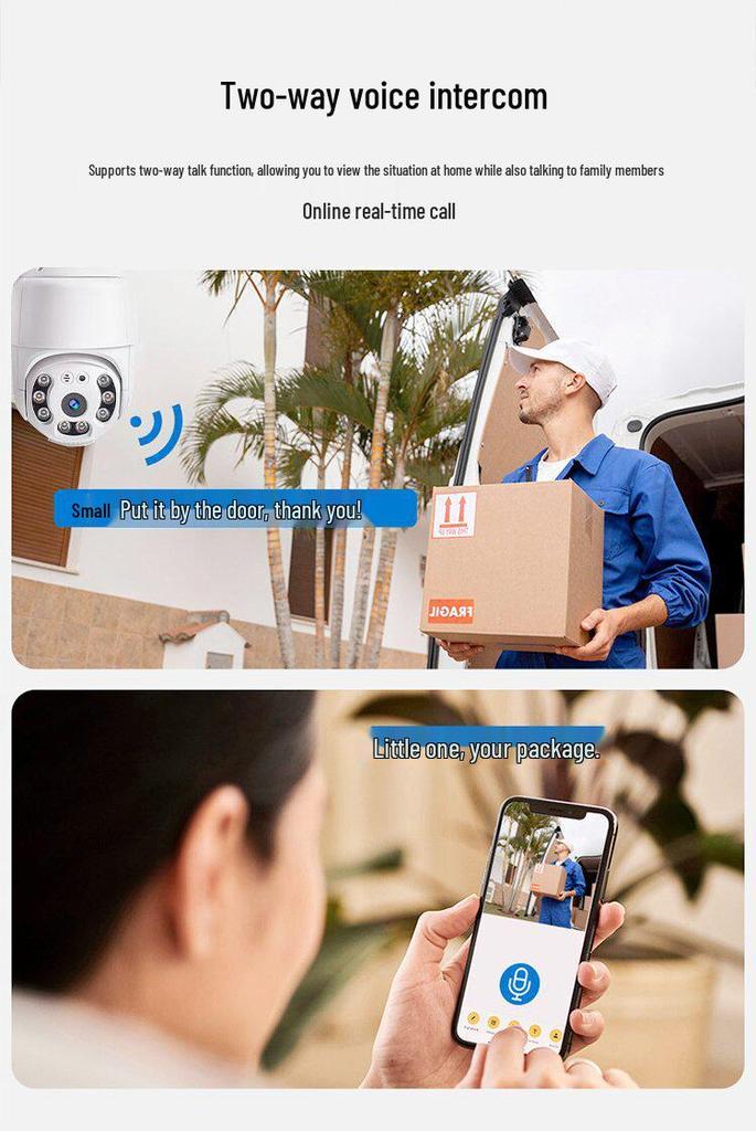 1080P HD Wireless Waterproof PTZ Camera with 360° Panoramic Surveillance and Mobile Remote Control.