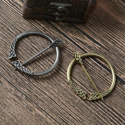 Alloy Viking Brooch Medieval Shawl Cloak Pin Vintage Commercial Norse Scarf Silver/Gold Coat Brooch Pin Clasp Men/Women