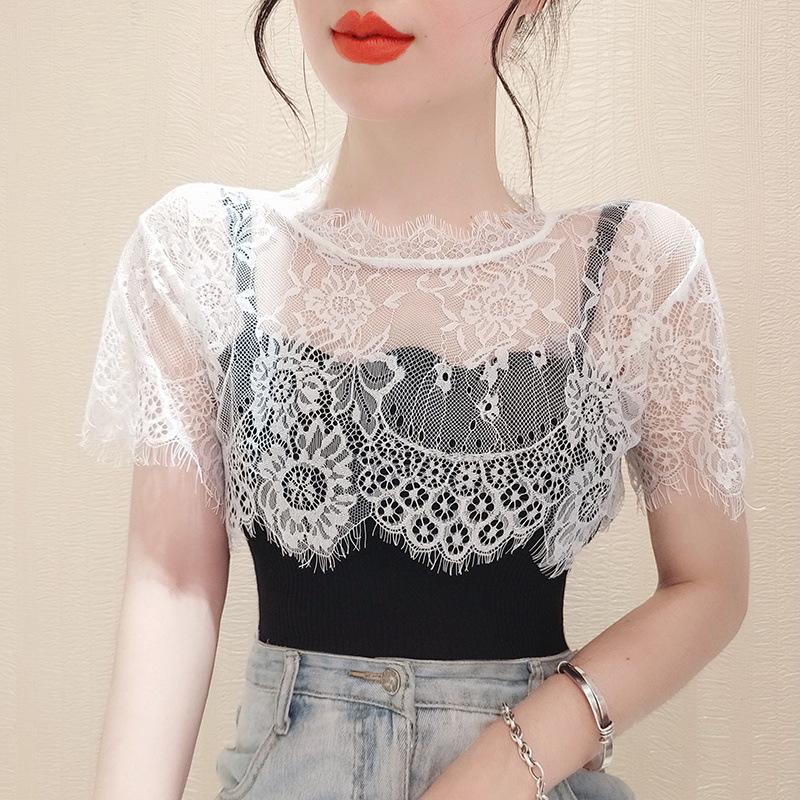 Women's Lace Shawl Camisole - Mesh Cropped Vest Cover-up