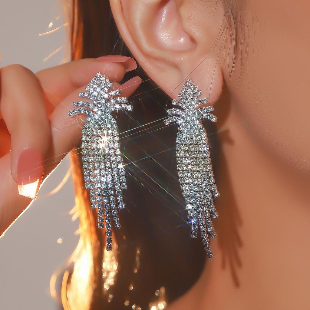 Glänzende Strass lange Ohrringe Farbverlauf Ohrschmuck