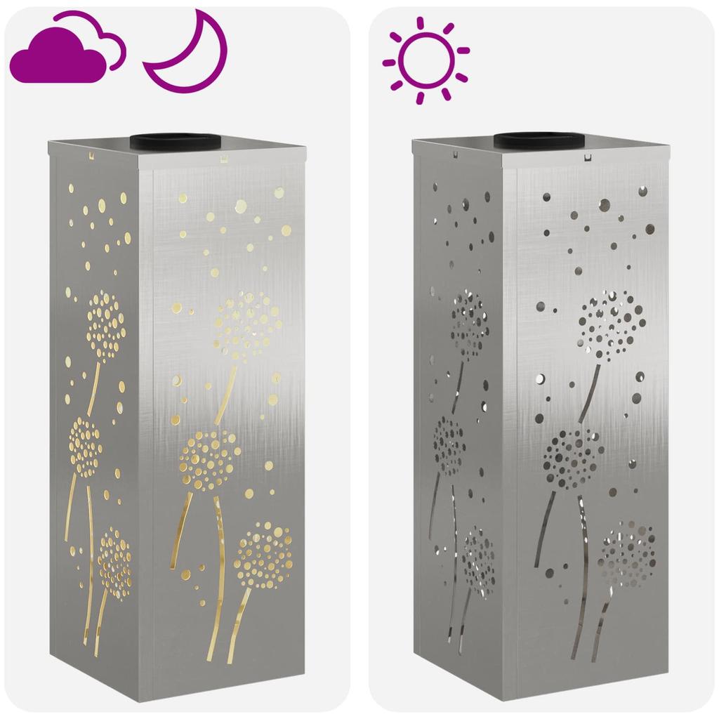 Solar LED Path Light 2 Pcs Silver Stainless Steel
