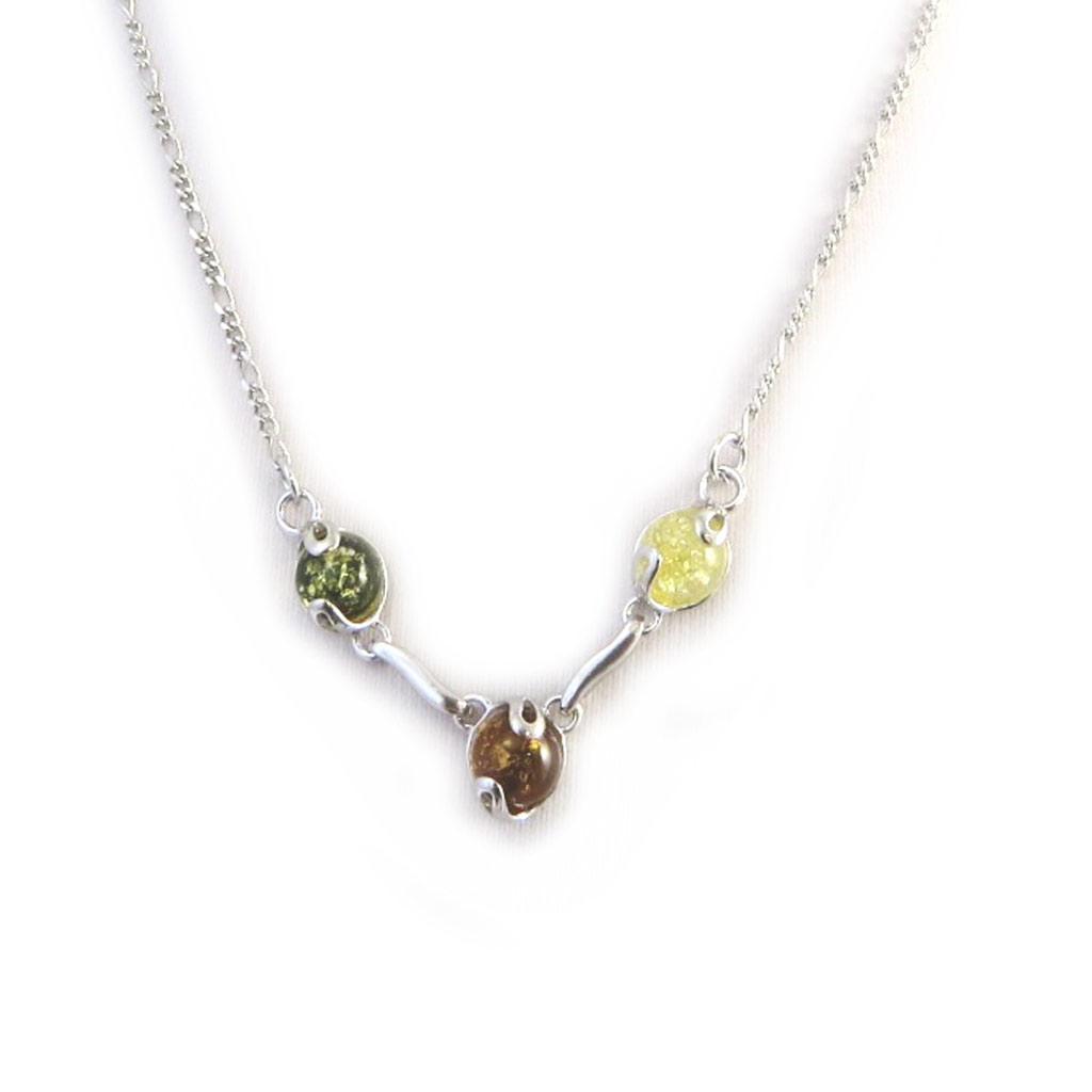 Les Trésors De Lily [N2778] - Silver Necklace 'Inspiration' 3 Ambers (rhodium-plated) - 8x6 Mm