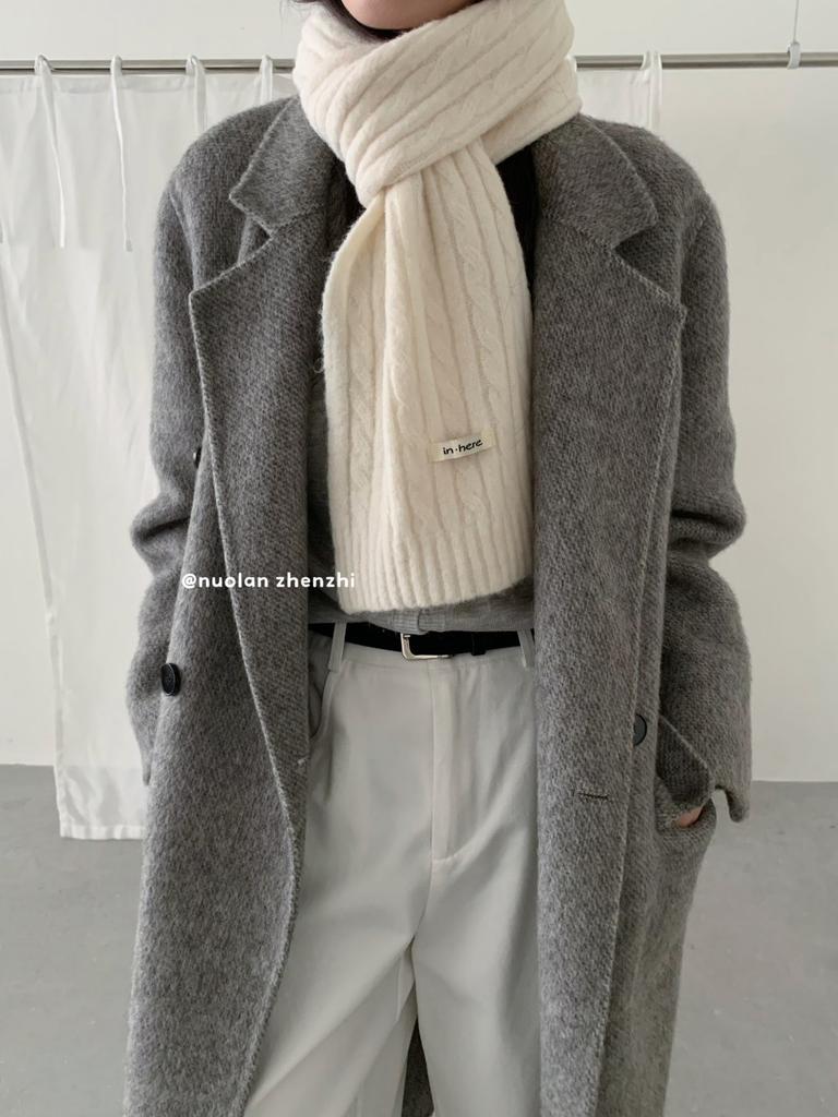 Autumn and winter warm old money style quality wool scarf women's atmosphere white soft waxy couple warm knitted scarf men