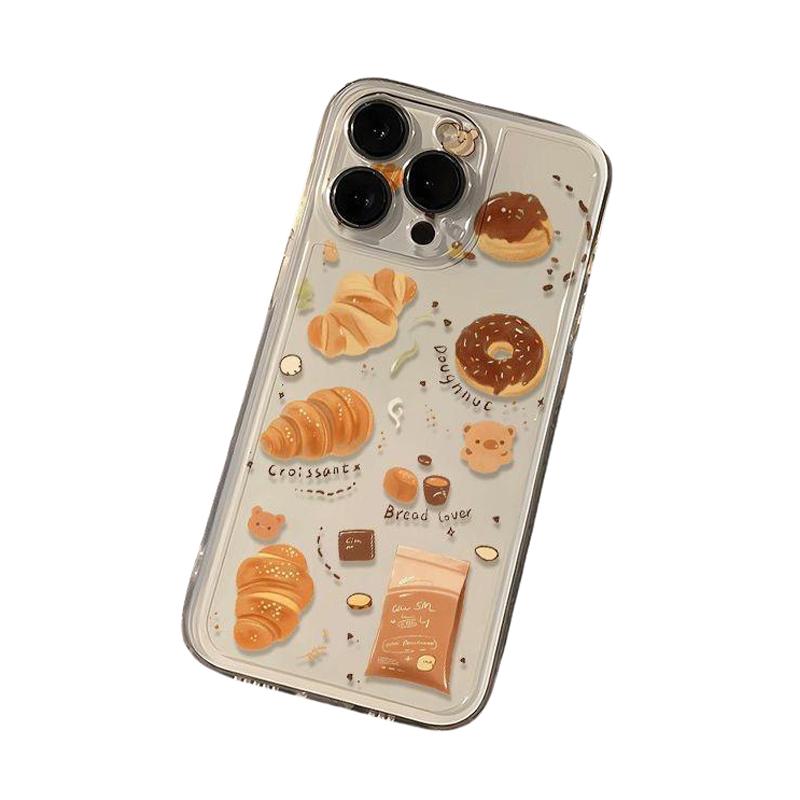 

Cute Bread Donuts Phone Case For iPhone 11 12 13 14 15 16 e Pro Max Plus Mini XR X XS SE 2020 2022 Transparent Coque Funda iPhone SE (2022)