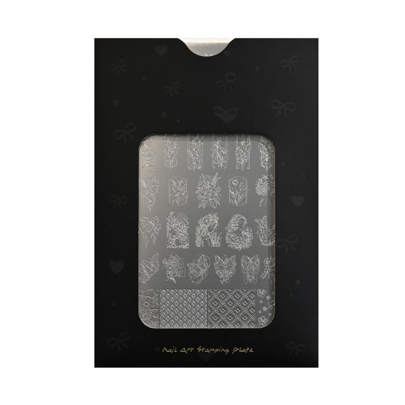 Professional Stainless Steel Nail Art Stamping Plate For Salon Manicure With Butterfly Floral Patterns And Portable Design 1