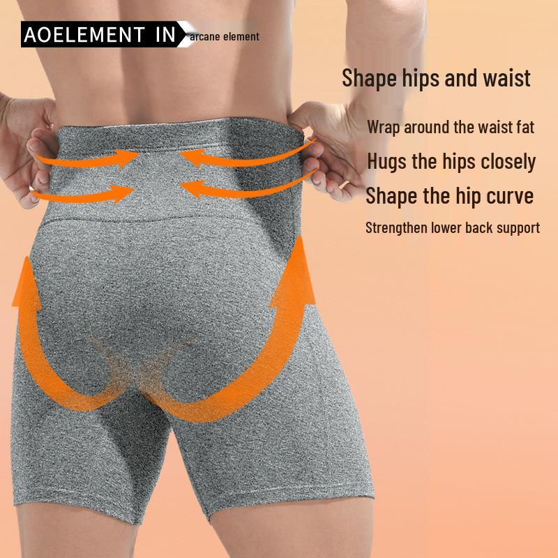 Men's High Waist Tummy Control Plus Size Anti-Chafing Warm Fleece Lined Sport Boxer Shorts