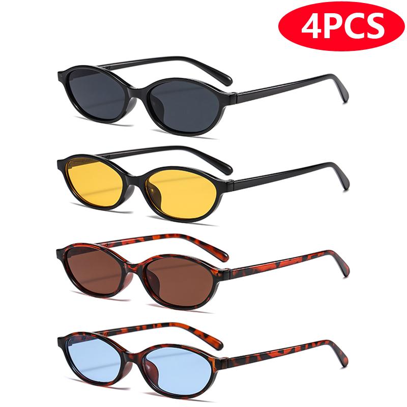 

4Pcs/6Pcs Classical Small Oval Frame Elliptical Sunglasses Women Simple Design Glasses Uv400 Fashion Retro Sunglasses Unisex