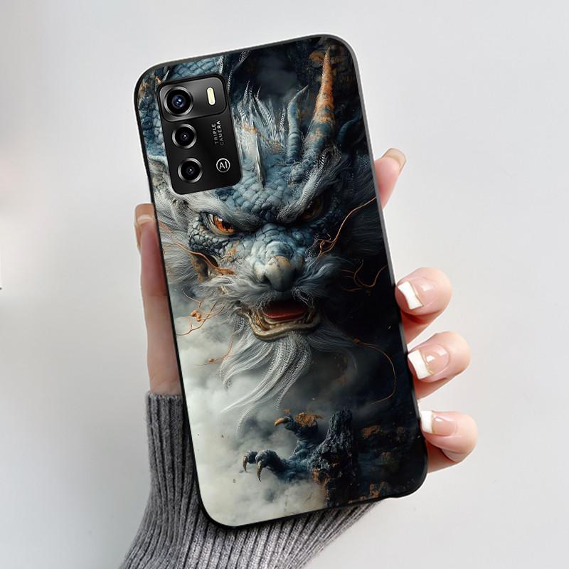 Casing For ZTE Blade V40 Vita 8045/A72 4G Case Luxury Dragon Cute Cool Boys Girls Black Matte Soft TPU Silicone Shell Back Cover