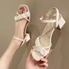 Summer Style Casual Simple Solid Color Square Toe Open Toe Buckle Strap Square Heel Medium Heel Fashion Sandals