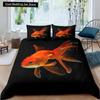Goldfish Duvet Cover King/Queen Size Golden Red 3D Animal Bedding Set for Kid Teen Adult,Fish Themed Quilt Cover with Pillowcase