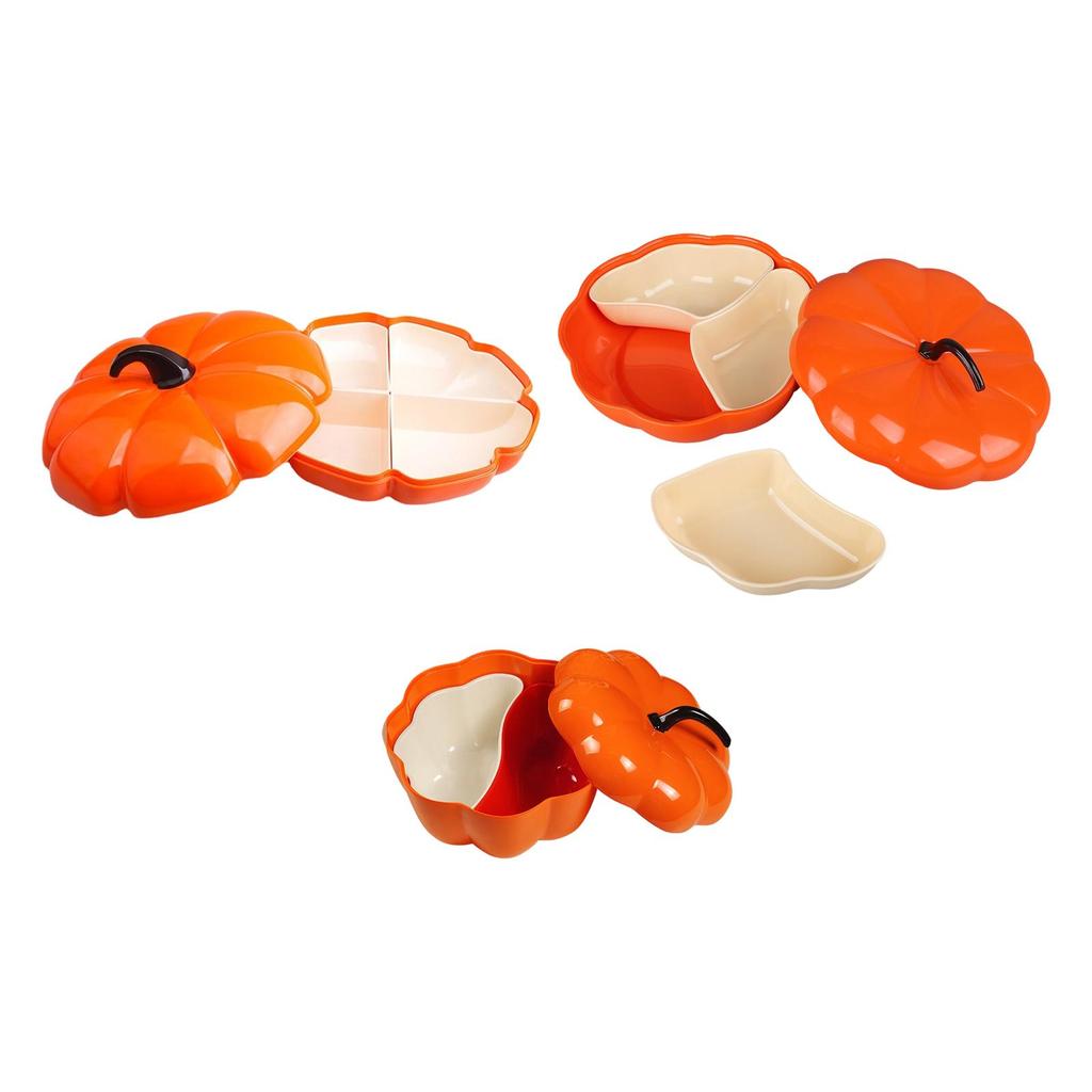 Halloween Pumpkin Snack Tray Desktop Food Display with Lid Candy and Nut Dishes for Cookies Sweets Nuts Dessert Chocolates