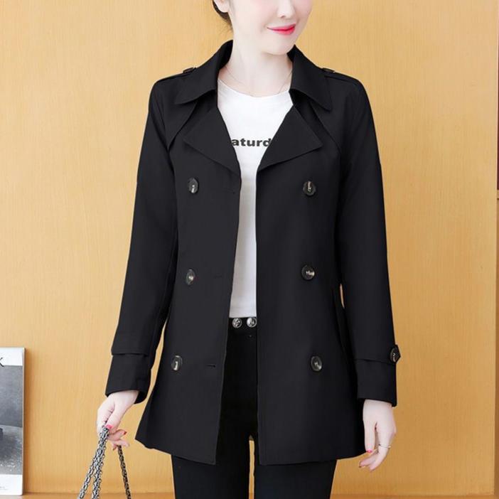 

Верхній одяг Жіночий тренч Нова мода Куртки Повсякденні великі розміри 4XL Вітрівка середньої довжини для жінок M чорний