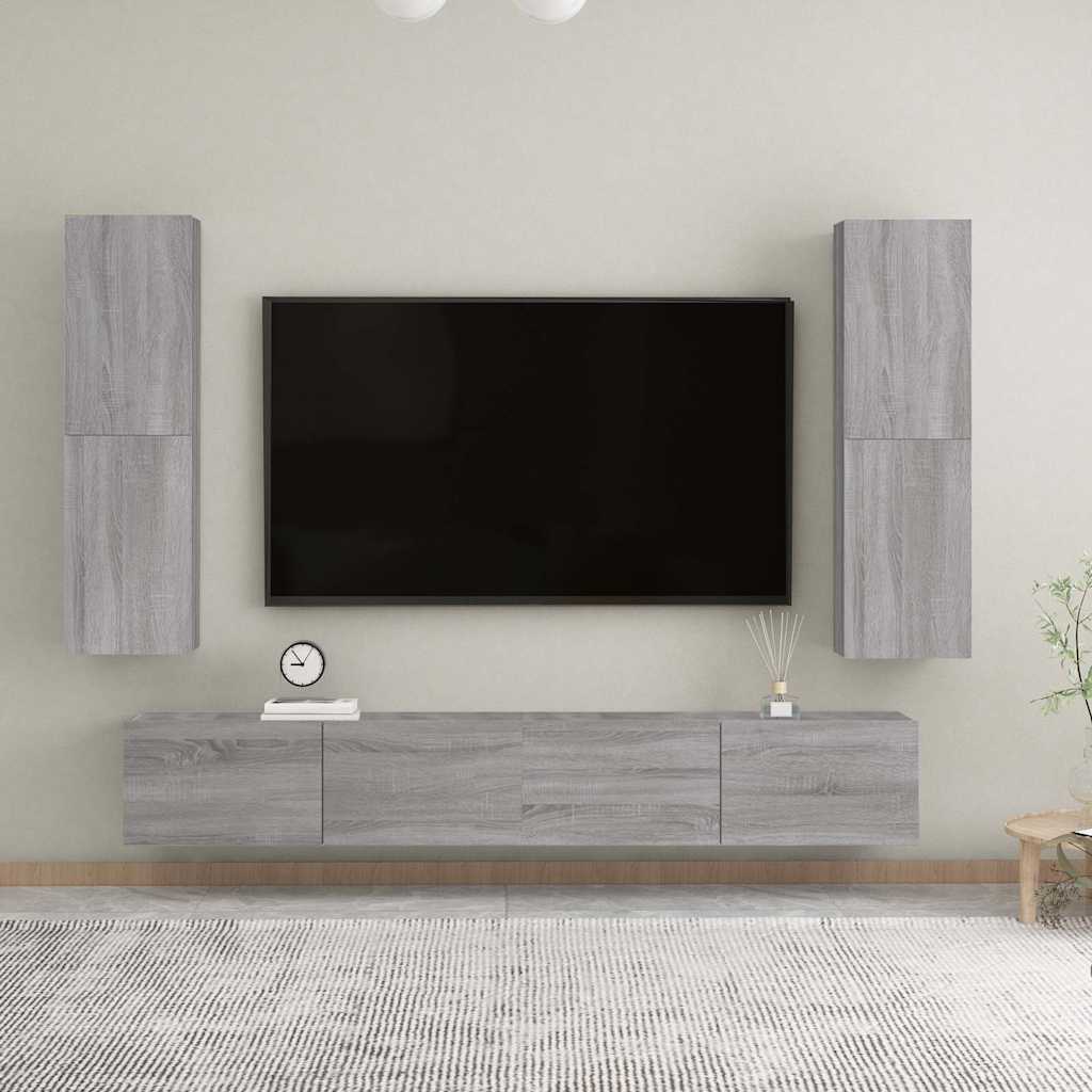Vidaxl Wisząca Szafka Telewizyjna, Szary Dąb Sonoma, 30,5X30X110 Cm