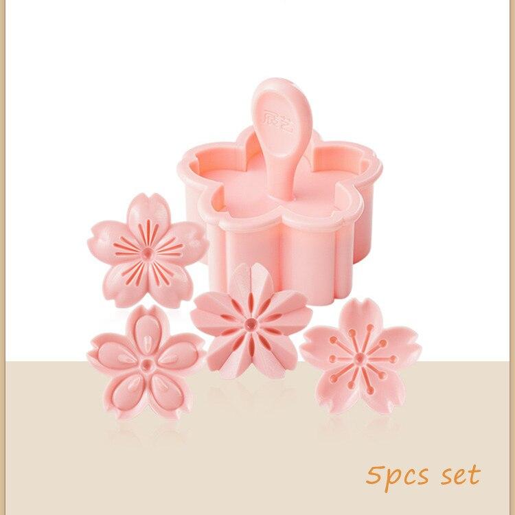 New 5pcs/set Sakura Cookies Mold Stamp Biscuit Mold Fondant Cranberry Cookies Flower Shape Press Flower Baking Plastic Cookie Cutter