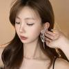 Korean Style Rhinestone Bow & Star Tassel Earrings - Light Luxury, High-End Feel, Fashionable Stud Jewelry