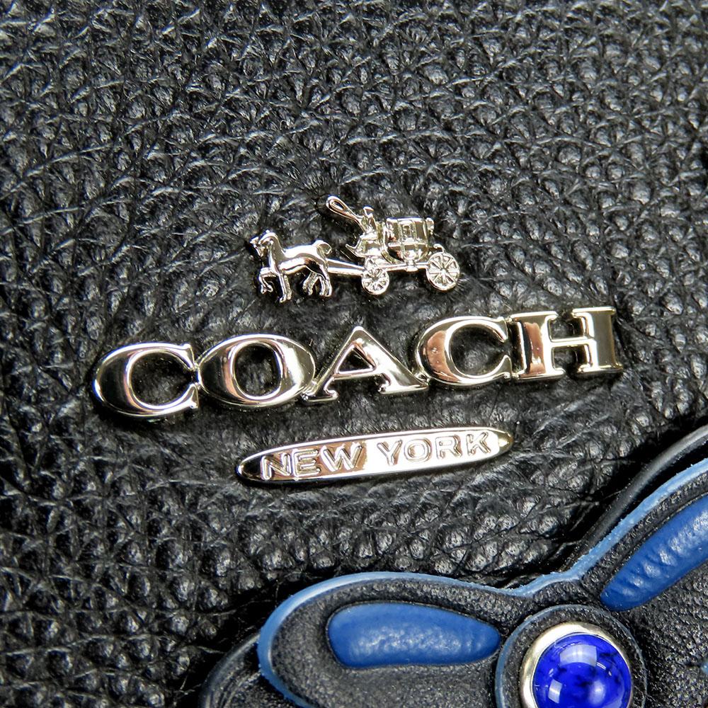 Used COACH Handbag F59354 leather black Butterfly motif