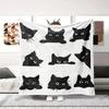 Black Cat Expression Pattern Flannel Printed Blanket Suitable for All Seasons Suitable for Living Room Office Sofa and Travel
