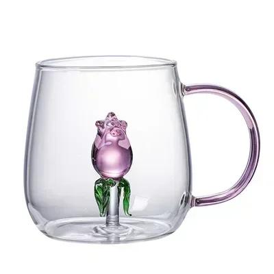 Cartoon Animal Shape Glass Home Cute High Borosilicate Glass Single Layer Cup Living Room with Guests Juice Cold Drink Cup Gift