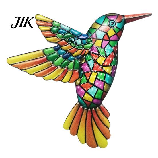 Contemporary Home Aesthetic Art Metal Hummingbird Wall Decor, Iron Colorful Bird Fence Decoration, Anti Rust Outdoor Decor Sculpture Hanging Ornaments