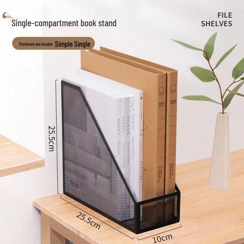 Metal File Rack Office Organizer: Wrought Iron Storage Box & Pen Holder