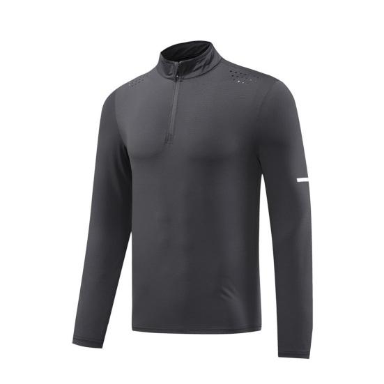 Men Running Shirt Quarter Zipper Athletic Shirt Quick Drying Long Sleeve Pullover Shirt