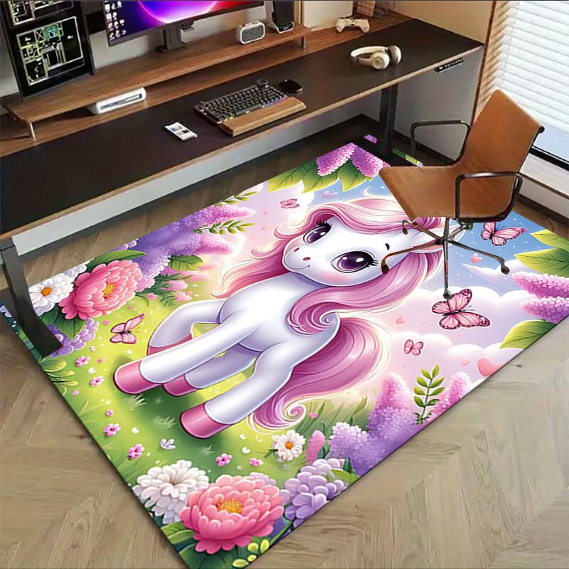 1PC Unicorn Fantasy Anti-slip carpet, suitable for Office, bedroomand playrooms. It can also be used as a sofa footrest cover-W19