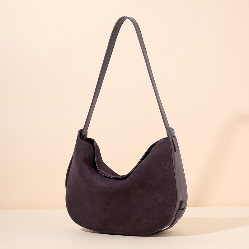 Leather Messenger Bag Women'S Fashion Retro First Layer Matte Cowhide Shoulder Armpit Bag Versatile Lower Dumpling Bag