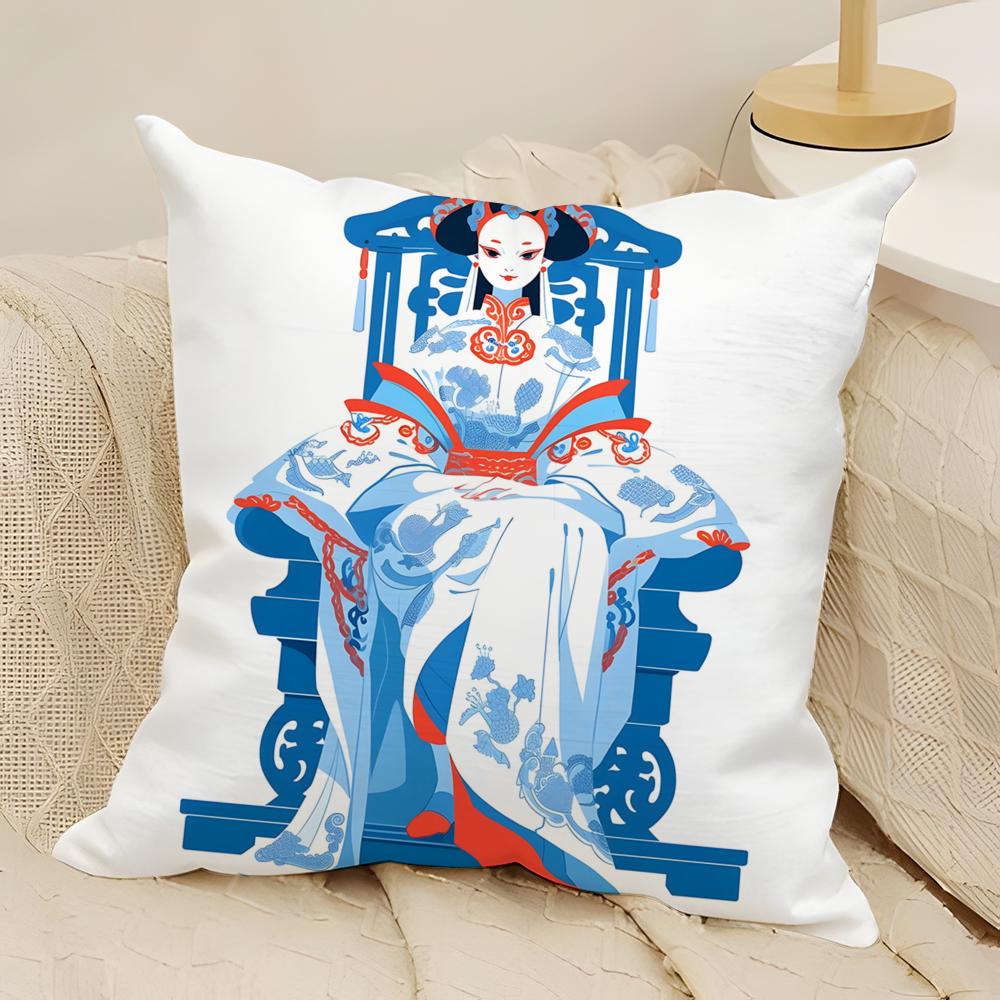 fashing Retro Japanese style prints Pillow Case Natural Linen Double-Sided Printing Sofa Home Decor Cushion Cover