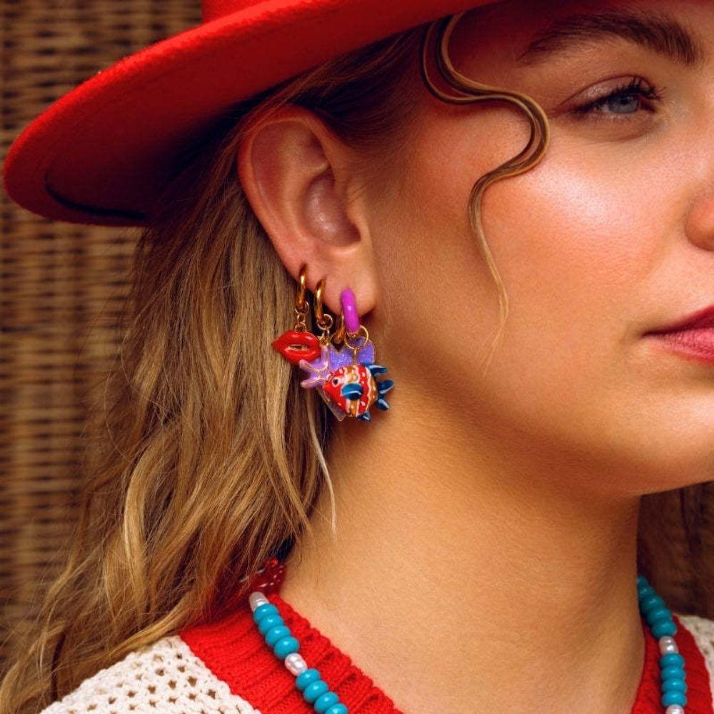 Lip Enamel Fish Earrings Jewelry Accessories Hoop Earrings Temperament Charms Ear Buckle  Lady