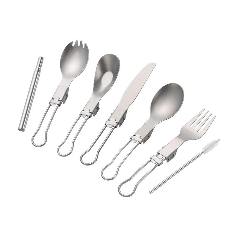 Liang Sheng Ultra-light Titanium Folding Cutlery Set: Spoon, Fork, Chopsticks for Camping, Picnic, Travel, and Hiking.