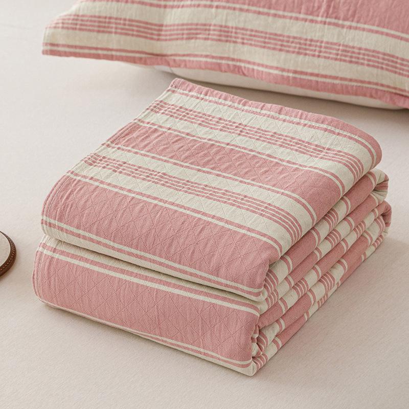 Striped Cotton Yarn-Dyed Three-Layer Gauze Quilt – Summer Cooling Blanket