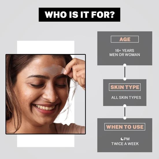 HOUSE OF BEAUTY Plasturi Frownie | Cu Hialuronic + 6 peptide (0.25mm) | Pentru Linii de Expresie și Linii de Sprâncene | 2 Plasturi