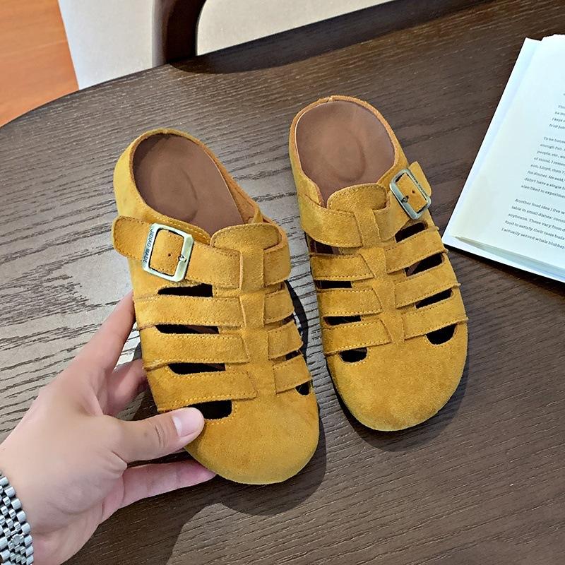 Retro women's versatile new spring and summer outer wear one pedal lazy hollow bag head half slippers