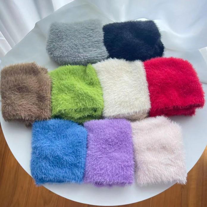 Französischer Damen Flauschiger Gestrickter Woll-Dreiecksschal & Krawatten-Kopfband - Herbst/Winter Wärme, Süßer & Niedlicher Stil.