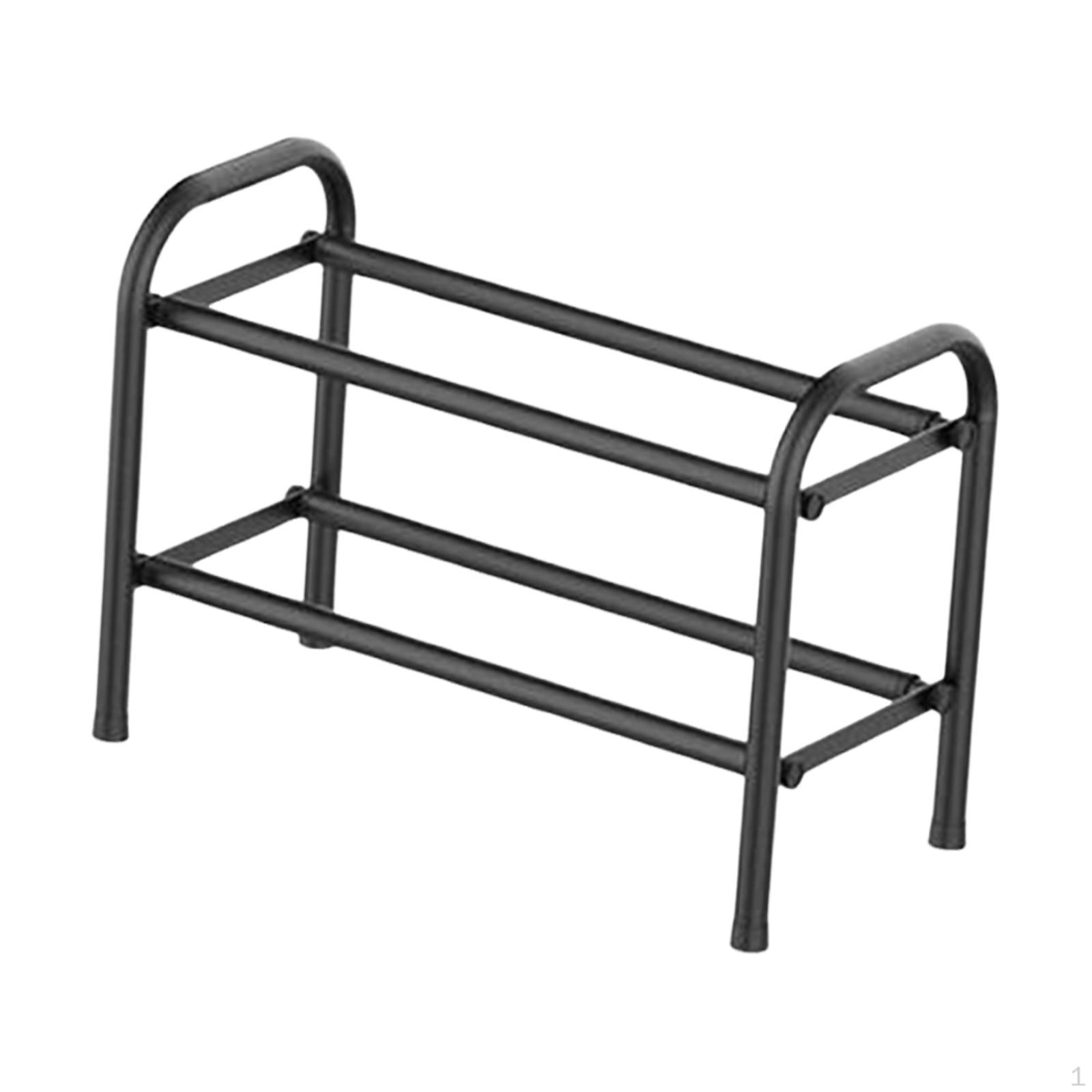 

Adjustable Metal Shoe Rack, Black Storage for Garage And Entryway 2 Tier