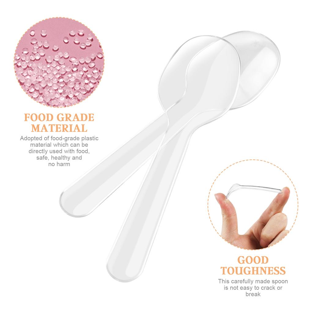 200 szt. plastikowych łyżeczek deserowych jednorazowych do kubków imprezowych z pokrywkami i galaretką do małych lodów