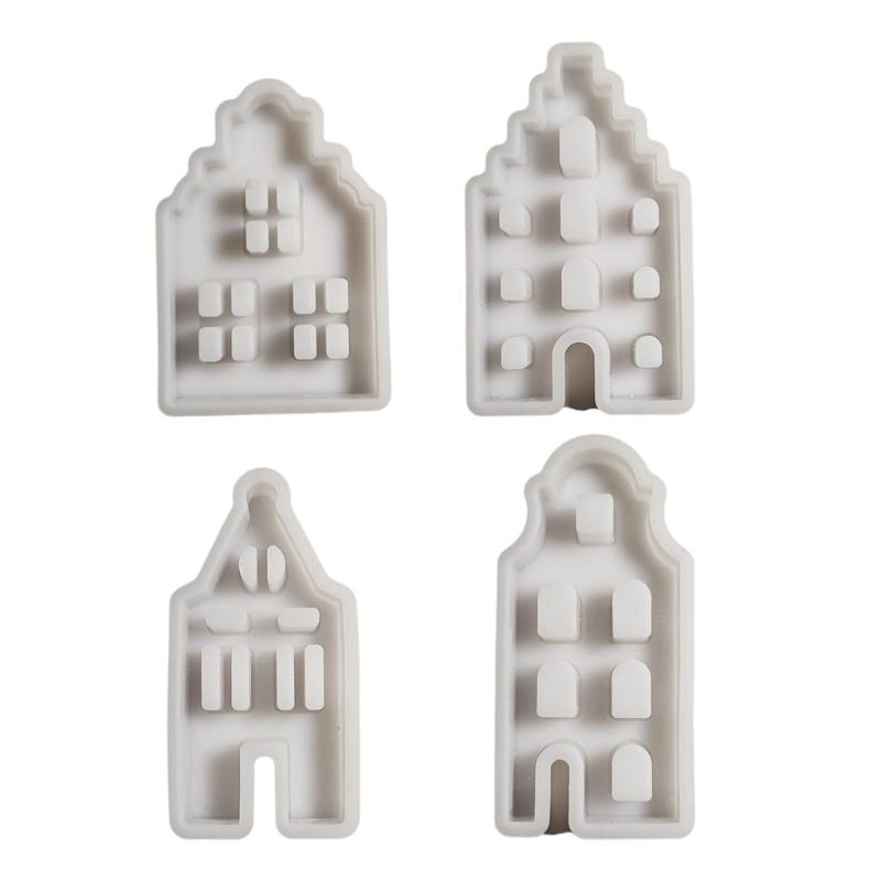 

4 Pack House Silicone Molds Resin Crafting Moulds Silicone Art Craft Molds House Ornament Molds for Hand-Making Crafting 1