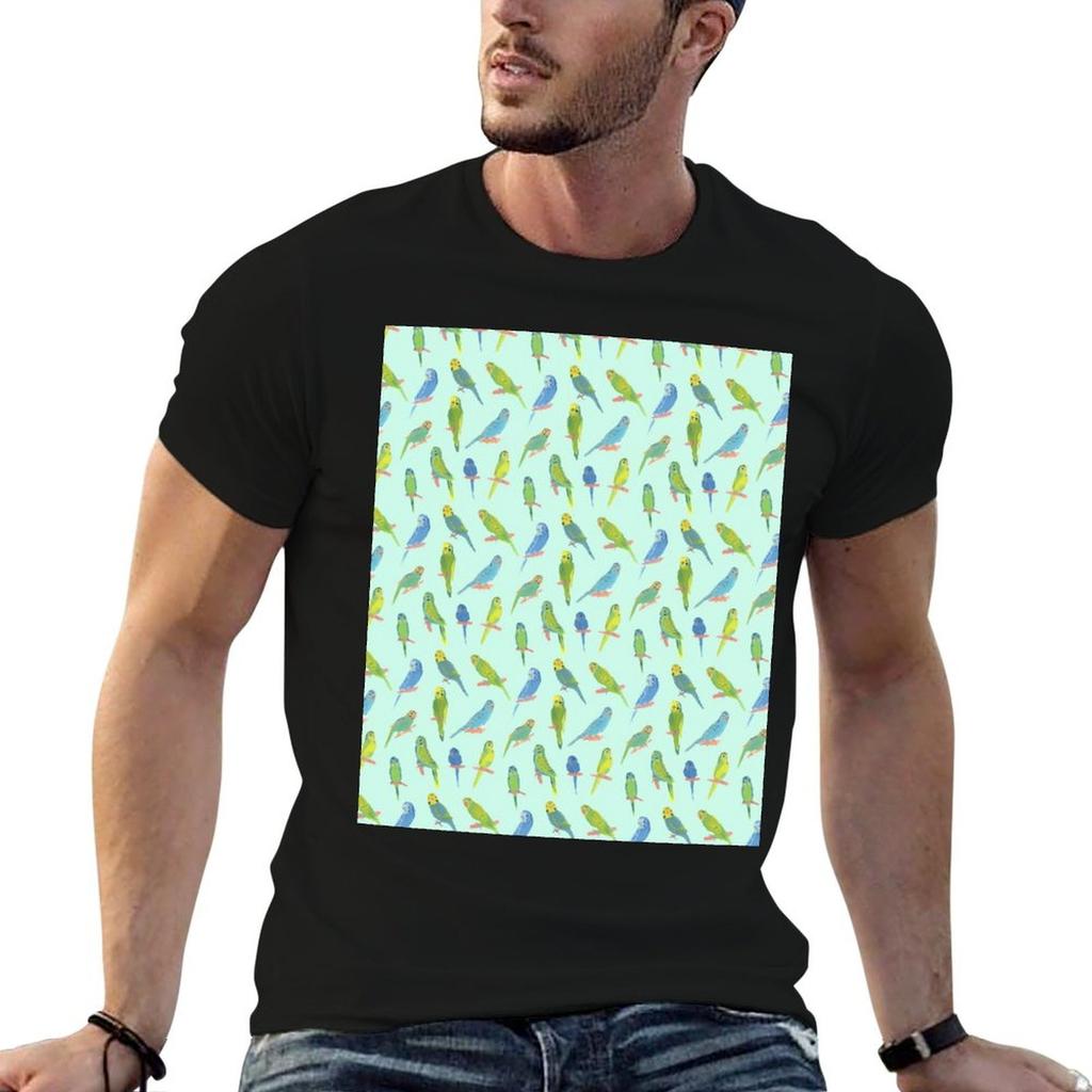 Fun Budgie Pattern Tshirt T Shirt Custom Print Unisex T Shirts For Unisex Casual Tshirt