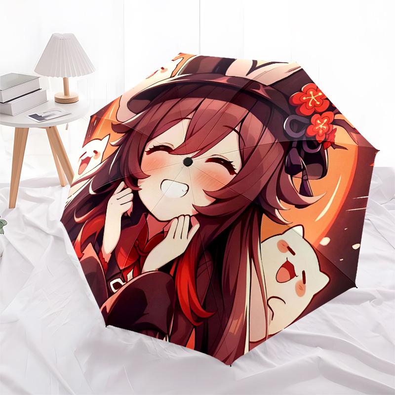 Anime Character, Cute Cat Automatic Opening and Closing, 8 Rib Structure Portable Umbrella, Suitable for Men and Women In All Seasons  Perfe
