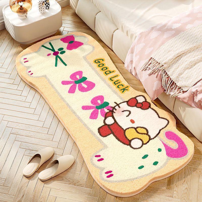 Cartoon Kitty Imitation Cashmere Anti-Slip Rug for Bedroom & Living Room