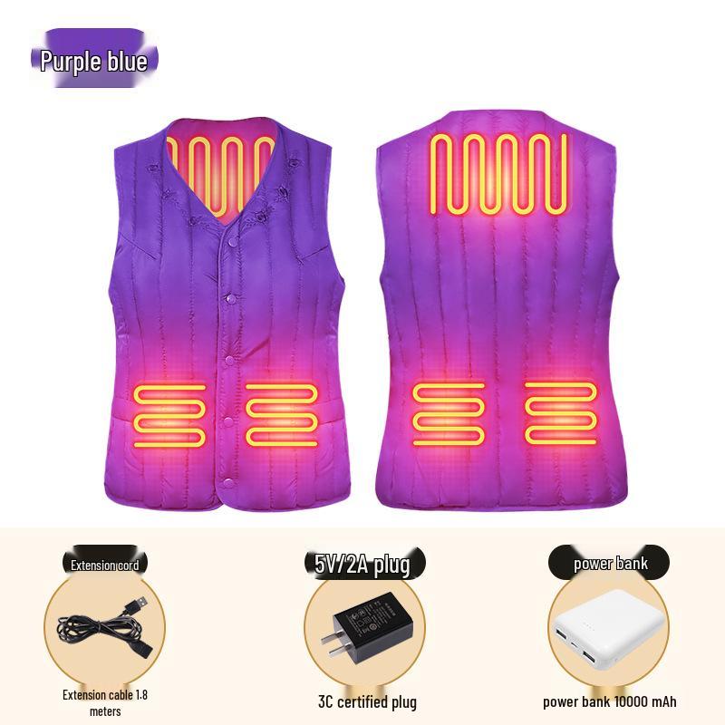 Women s USB Electric Heated Self-Heating Down Vest Purple Blue