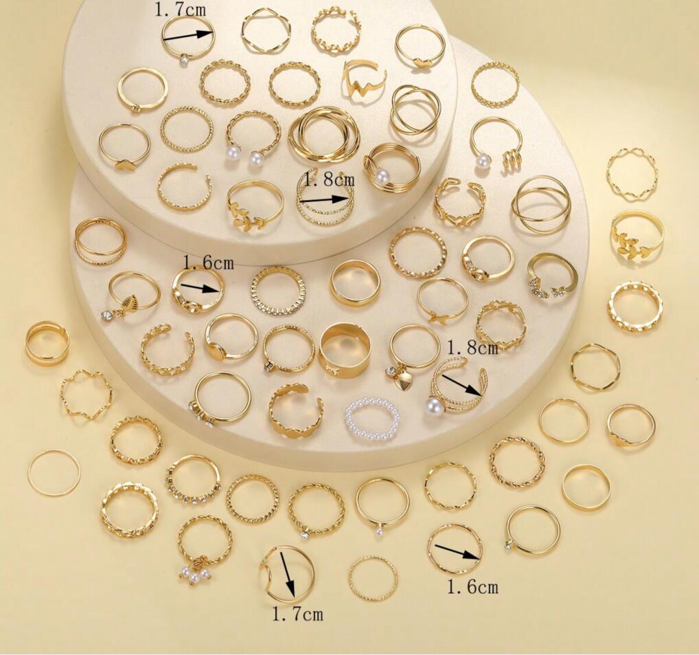 

Набор из 64 колец с изображением листьев в форме восьмерки, геометрическое творчество, простой темперамент, набор женских колец с жемчугом