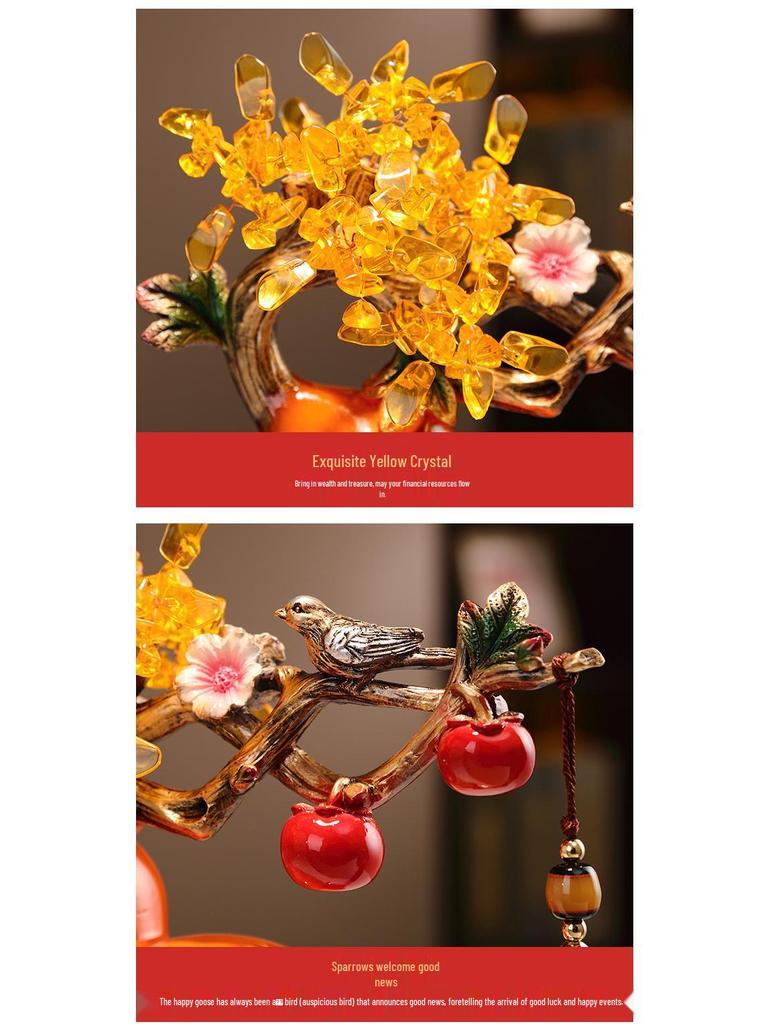 Persimmon Wealth-Attracting Gourd Ornament for Living Room, TV or Wine Cabinet