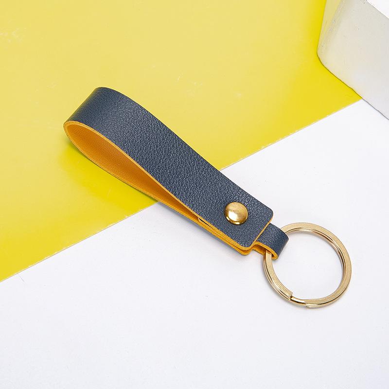 Nordic Two-Color PU Leather Keychain: Creative Macaron Keyring & Bag Pendant