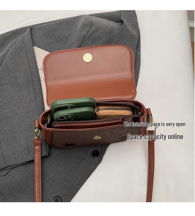 Korean Style Cartoon Kitten Crossbody Bag - Cute Retro Matte Shoulder Bag for Girls and Students