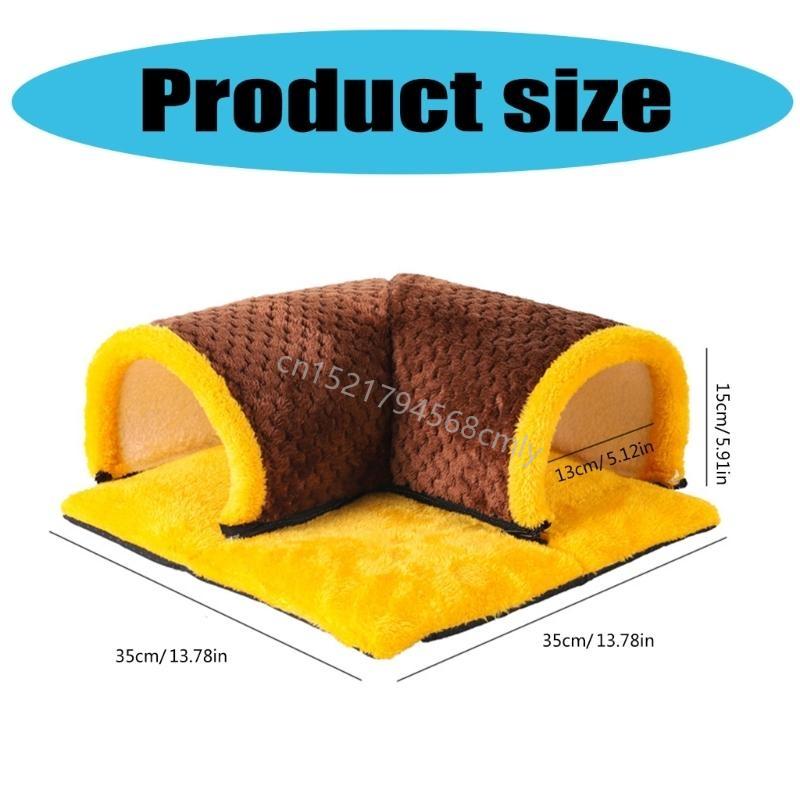 Soft Permeable Plush Pet Bed Small Animal Warm Bed House Cold Weather Cave for Small Pet Like Hamsters 6XDE